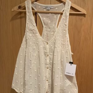 O’Neill off-white polka dot embroidered tank